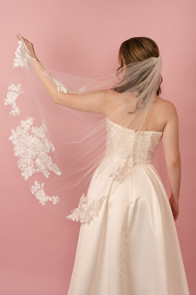 FLUER | Sequin Lace Veil | Floral veil | Lengths
