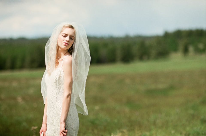 Simple Veil | Mid Length Soft Tulle Wedding Veil (Single Tier) | 30”–45” | Handmade in Canada