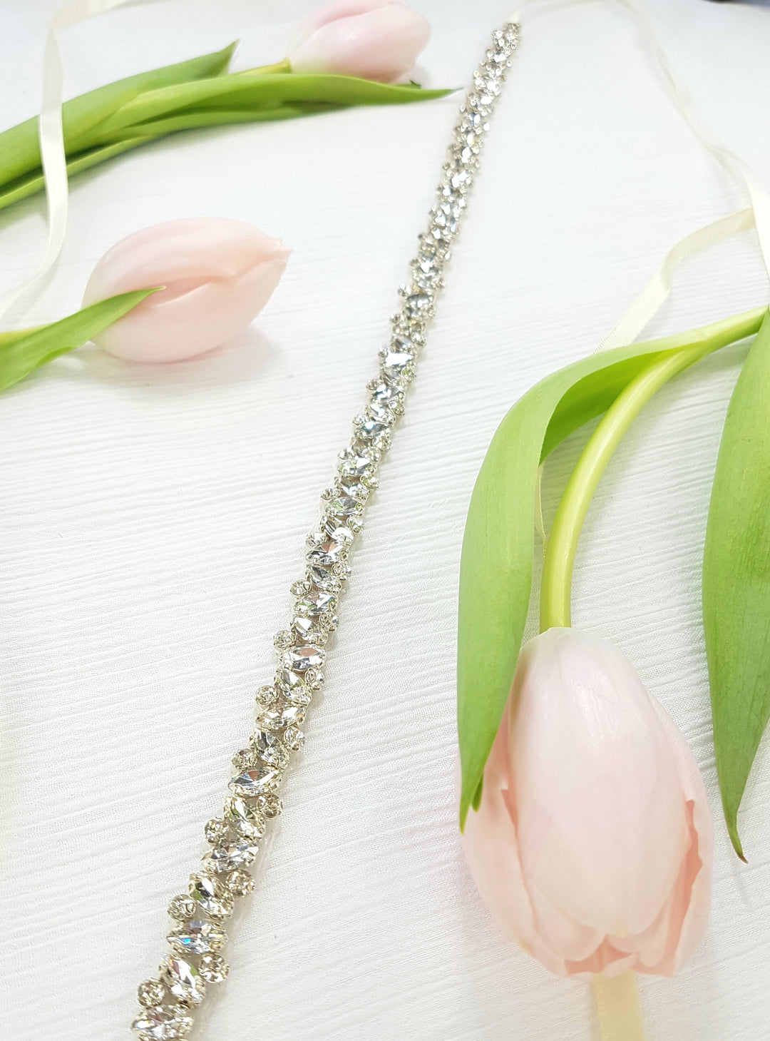 TRISTA | Rhinestone Belt | Thin Delicate Bridal Belt