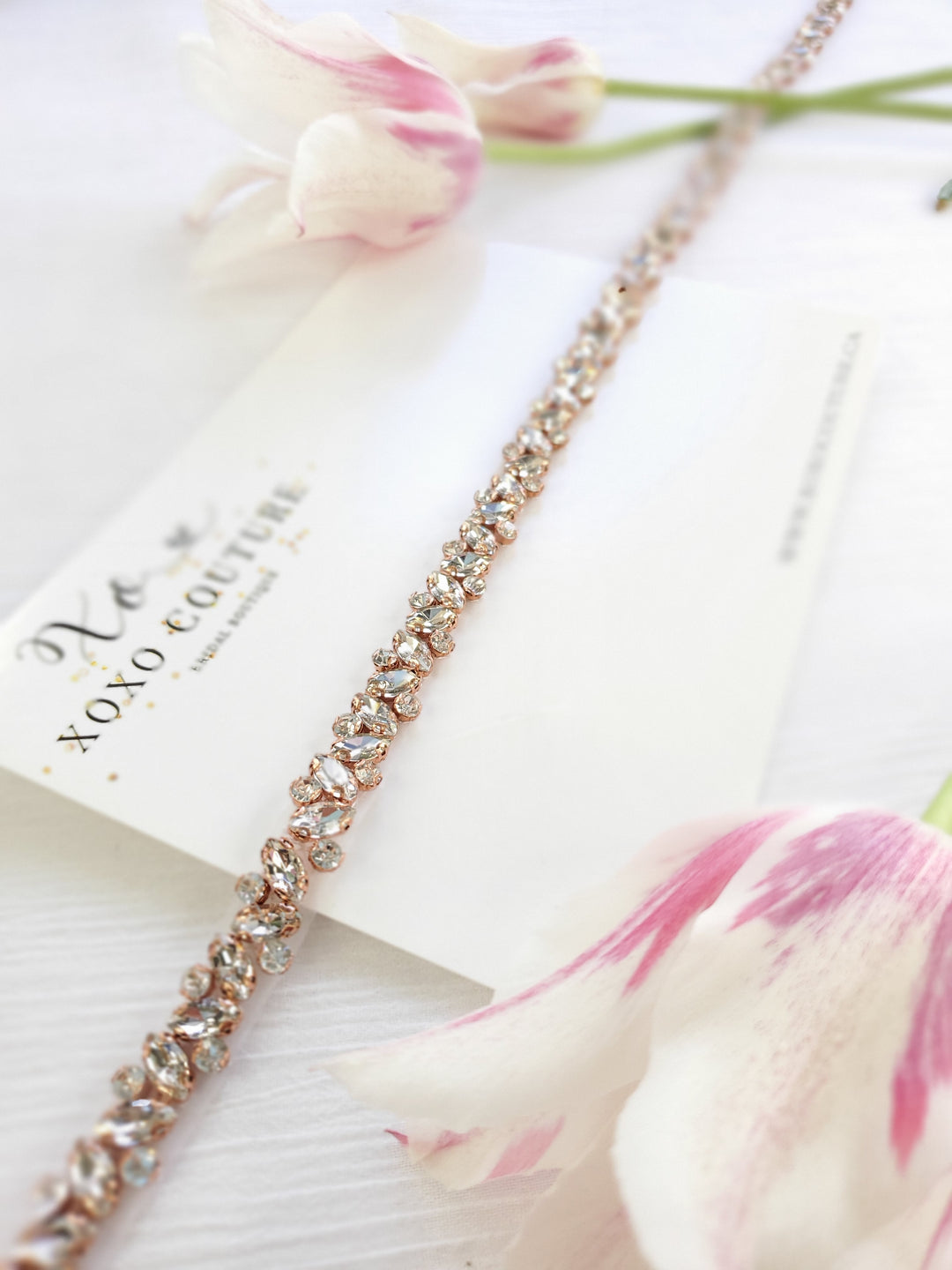 TRISTA | Rhinestone Belt | Thin Delicate Bridal Belt