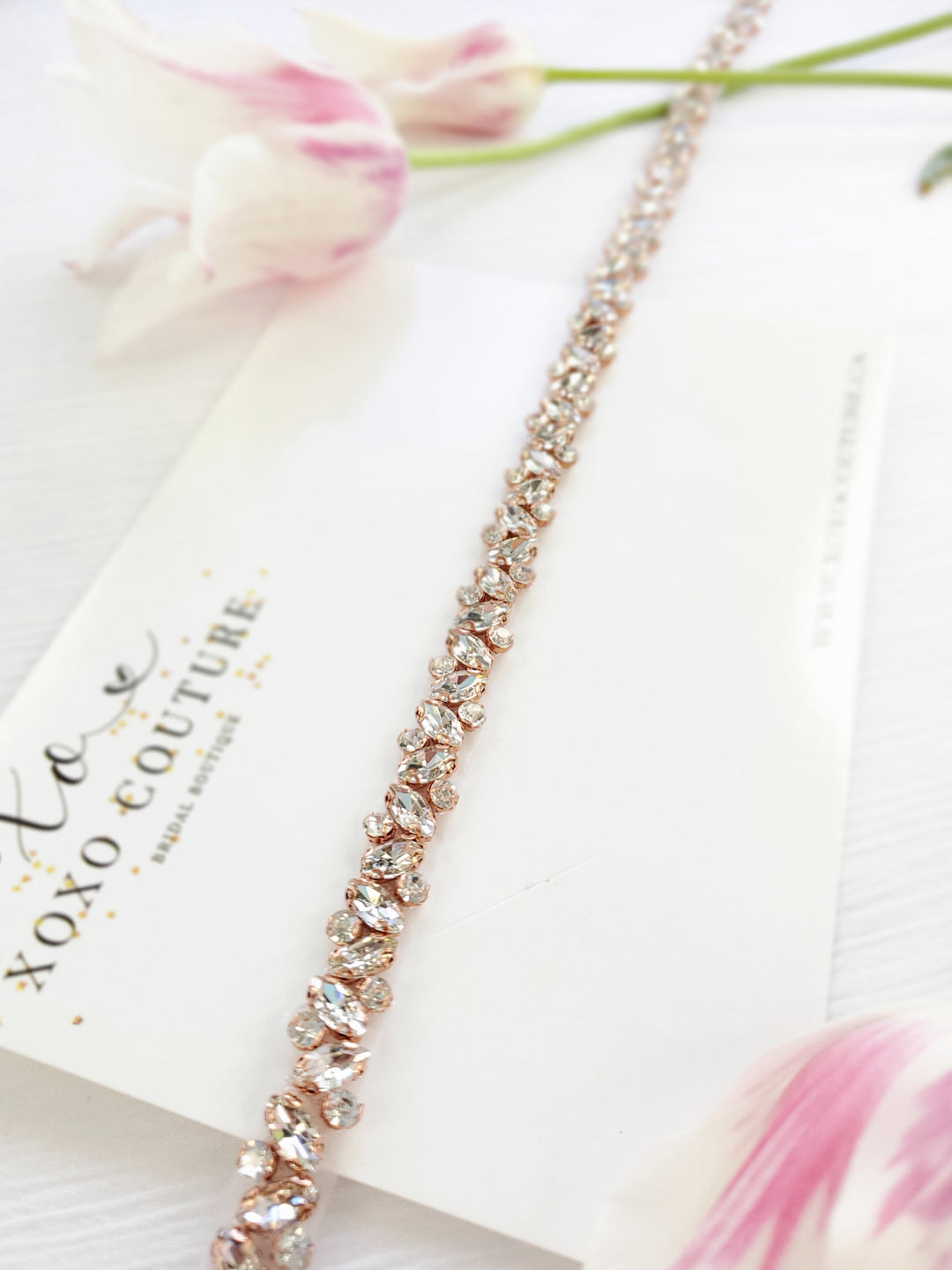 TRISTA | Rhinestone Belt | Thin Delicate Bridal Belt
