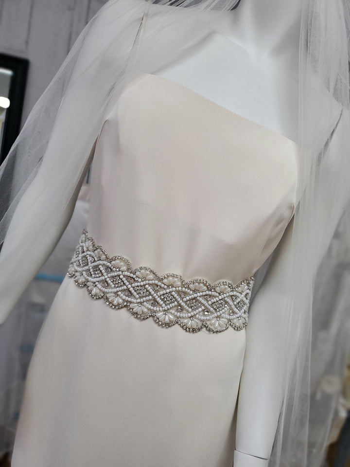 CATERINA| Ultra Wide Rhinestone & Pearl Belt | Multiple Lengths