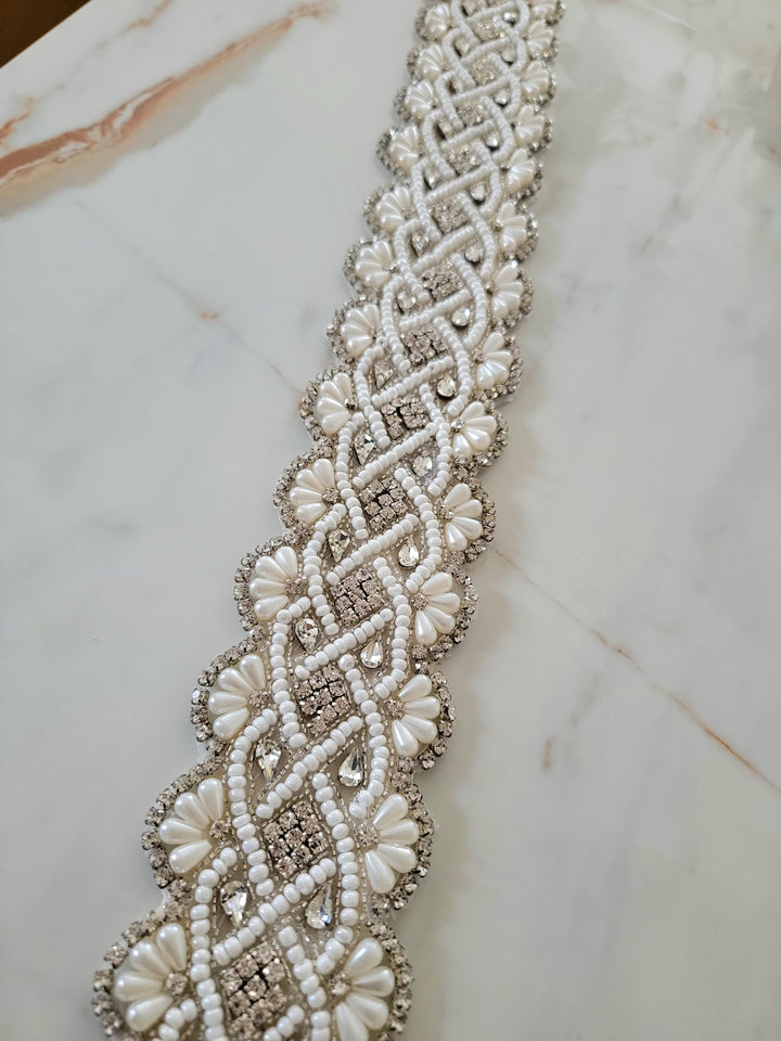 CATERINA| Ultra Wide Rhinestone & Pearl Belt | Multiple Lengths