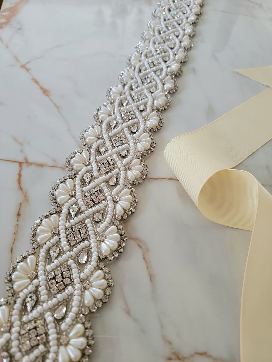 CATERINA| Ultra Wide Rhinestone & Pearl Belt | Multiple Lengths
