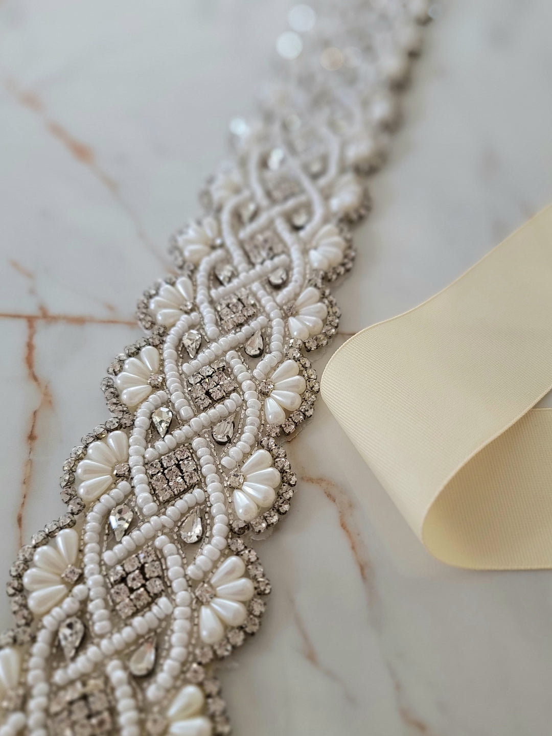 CATERINA| Ultra Wide Rhinestone & Pearl Belt | Multiple Lengths