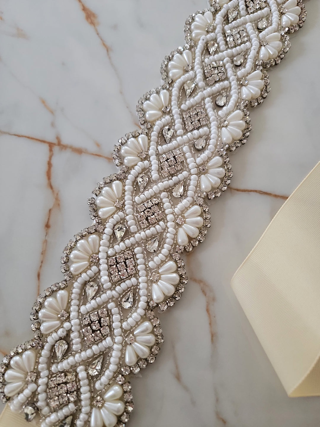 CATERINA| Ultra Wide Rhinestone & Pearl Belt | Multiple Lengths
