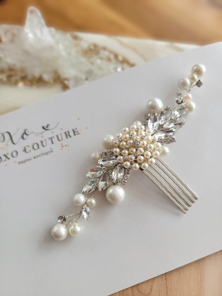CALLIE |Pearl & Rhinestone Hair Piece | Decorative Hair Comb