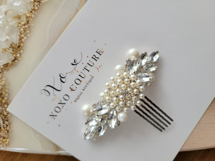 CALLIE |Pearl & Rhinestone Hair Piece | Decorative Hair Comb