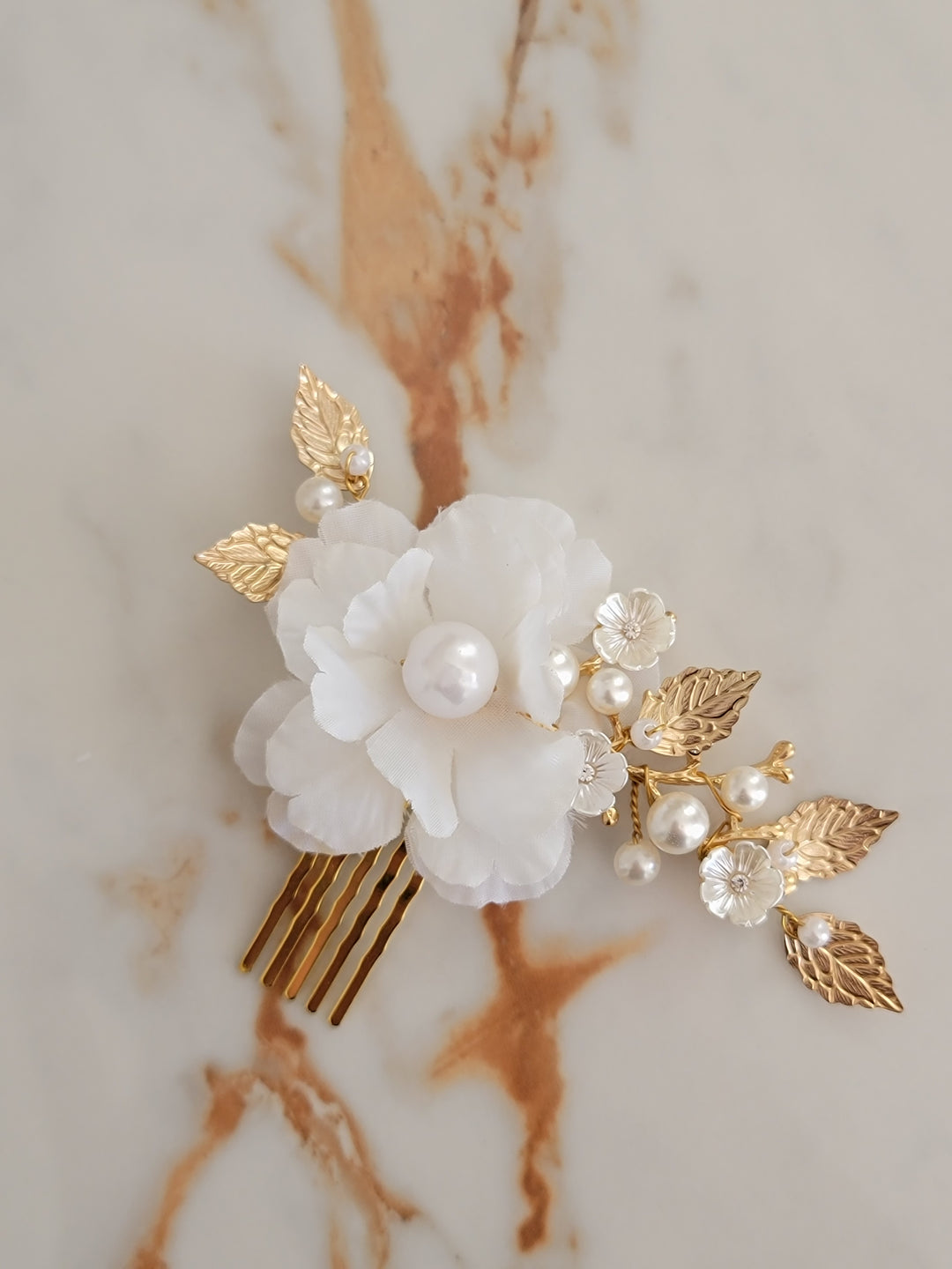HARPER | Dainty Floral & Gold Hair Piece | Decorative Hair Comb