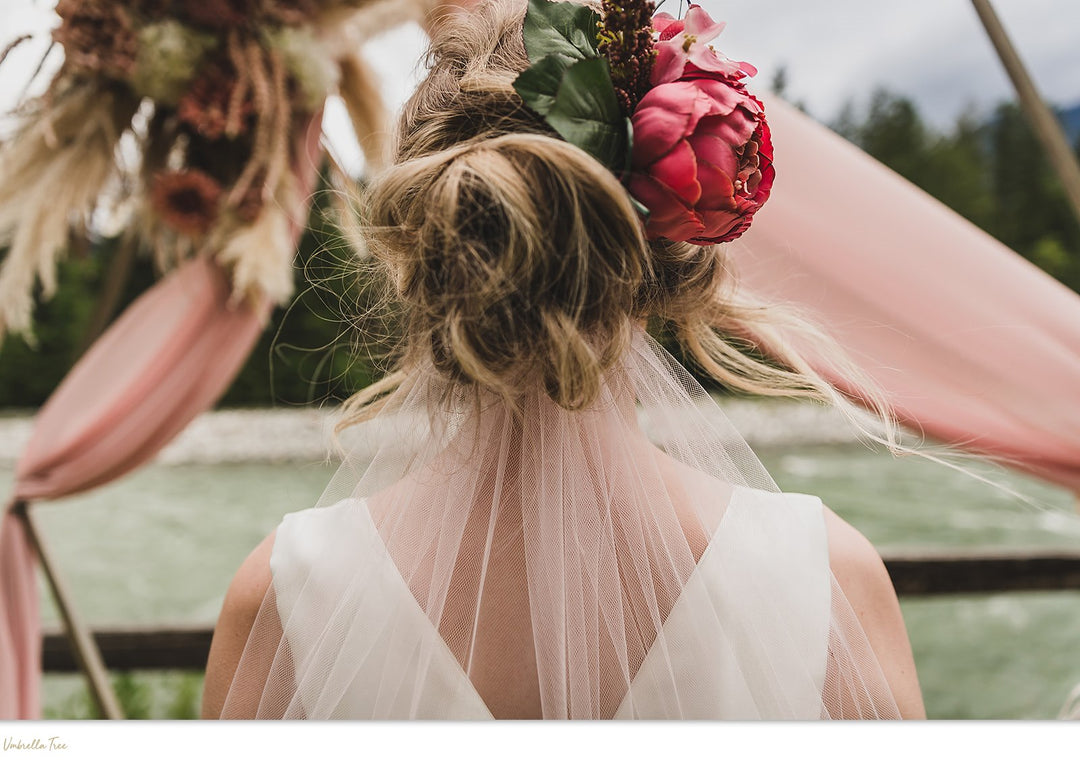 Simple LIGHT PINK Wedding Veil | Single Tier OR 2 Tier| Soft Tulle Bridal Veil | Ready To Ship