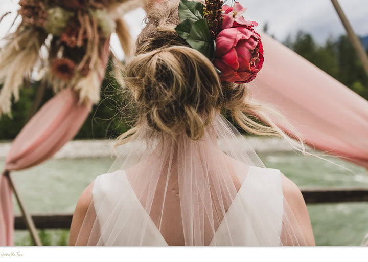 Simple LIGHT PINK Wedding Veil | Single Tier OR 2 Tier| Soft Tulle Bridal Veil | Ready To Ship