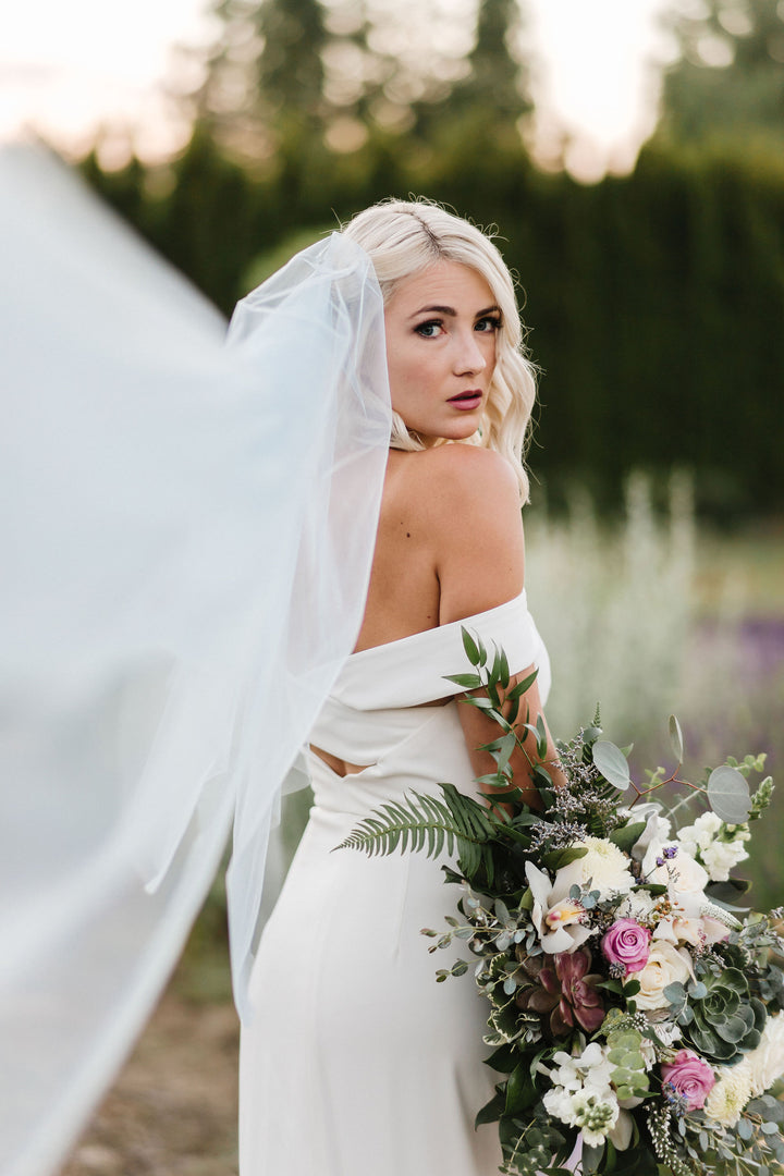 Simple LIGHT BLUE Wedding Veil | Single Tier OR 2 Tier| Soft Tulle Bridal Veil | Ready To Ship