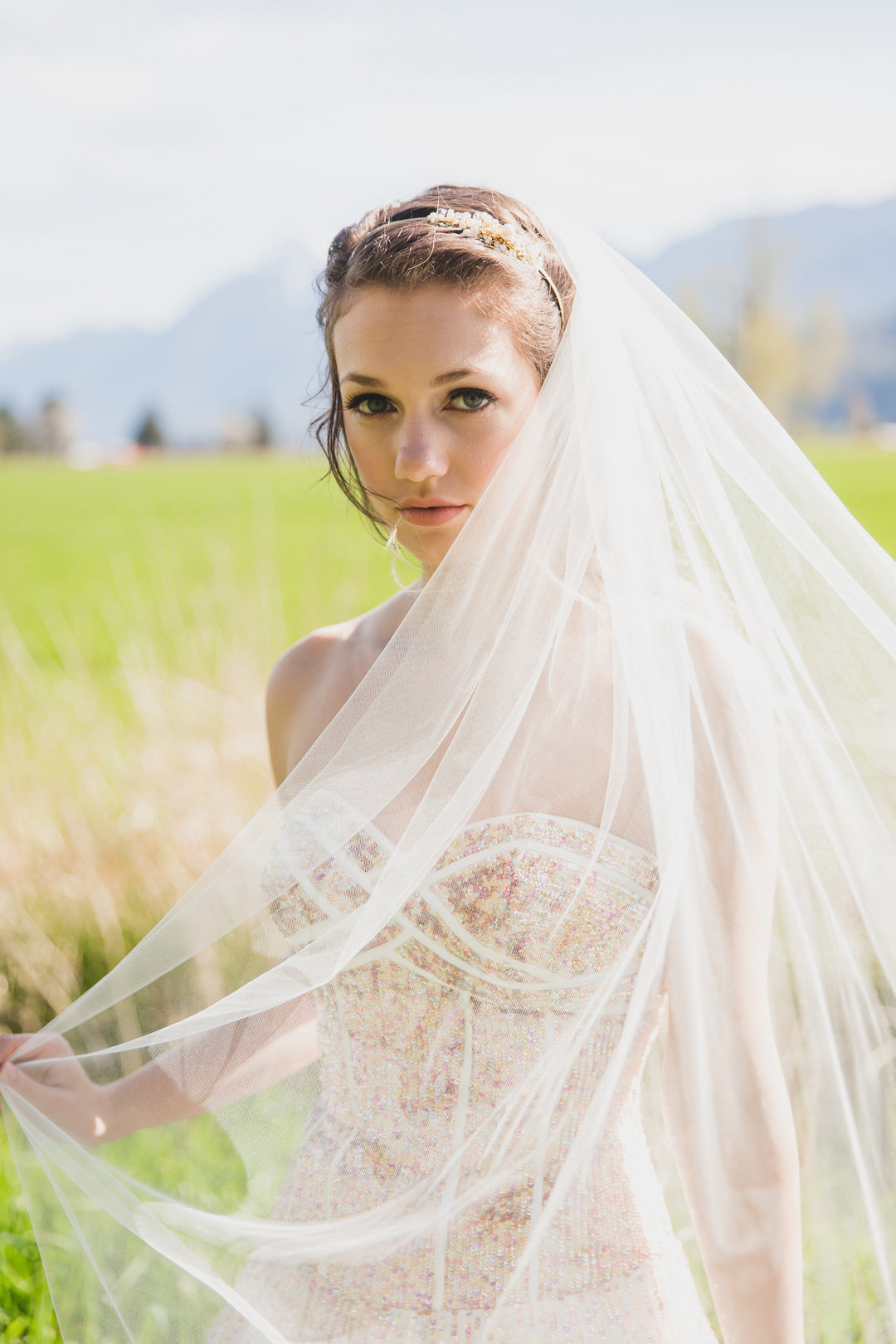 Simple Veil | Mid Length Soft Tulle Wedding Veil (Single Tier) | 30”–45” | Handmade in Canada