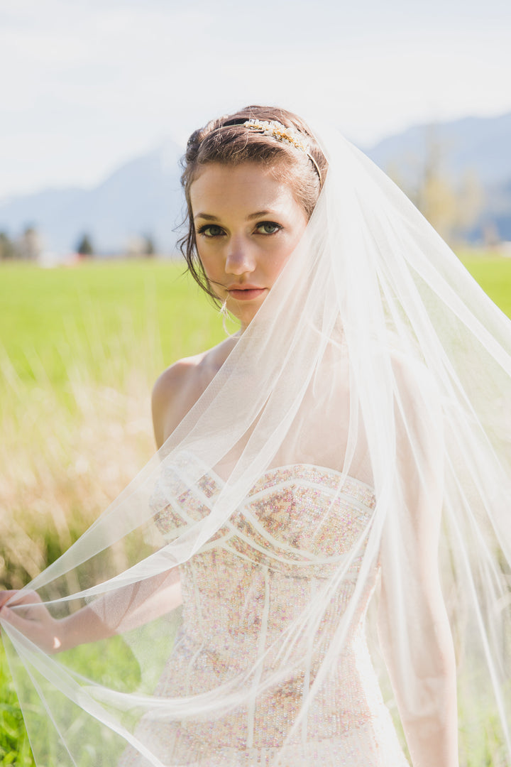 Simple Veil | Mid Length Soft Tulle Wedding Veil (Single Tier) | 30”–45” | Handmade in Canada
