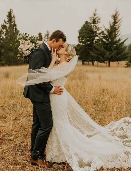 Simple IVORY Wedding Veil | Single Tier OR 2 Tier| Soft Tulle Bridal Veil | Ready To Ship