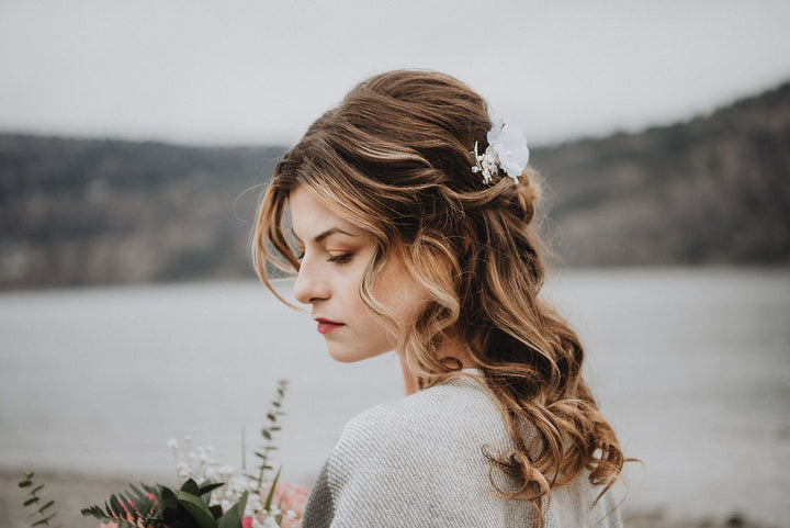 NORA | Floral, Rhinestone & Pearl Hair Piece | Decorative Hair Comb