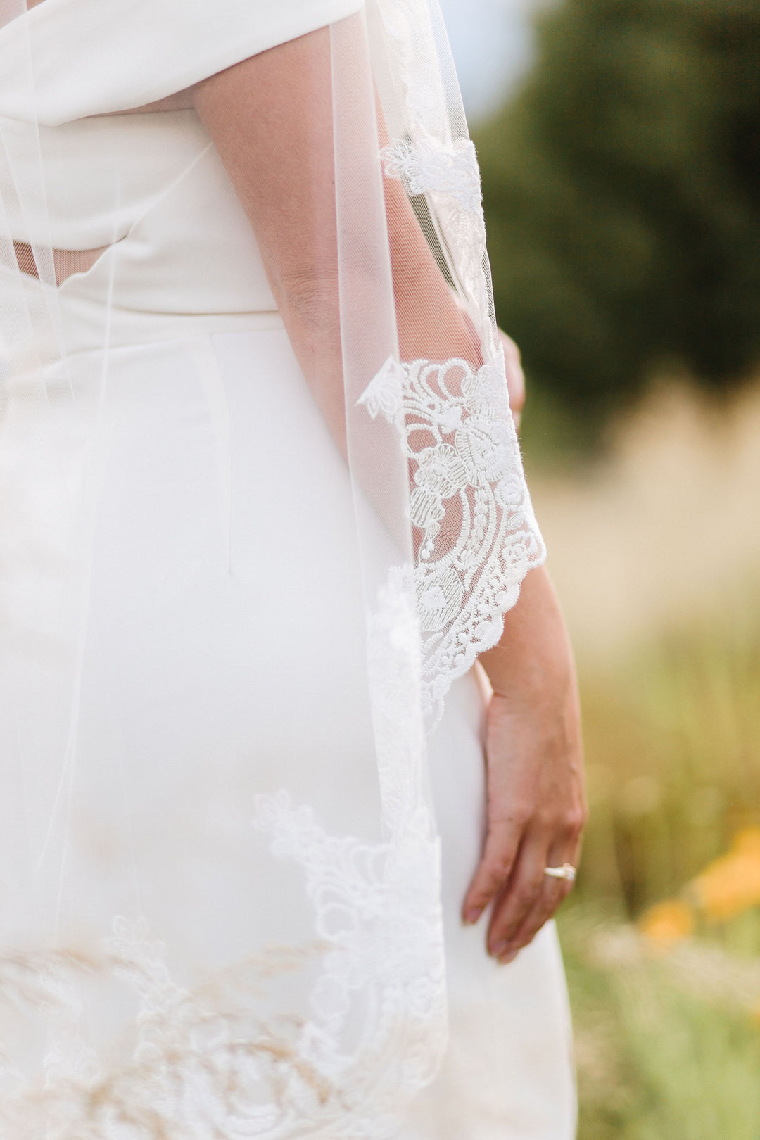 CASSANDRA Lace Wedding Veil | Wide Lace Trim | Various Lengths