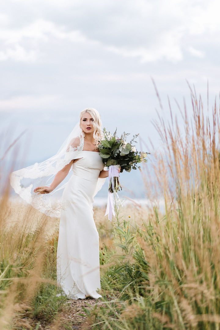 CASSANDRA Lace Wedding Veil | Wide Lace Trim | Various Lengths