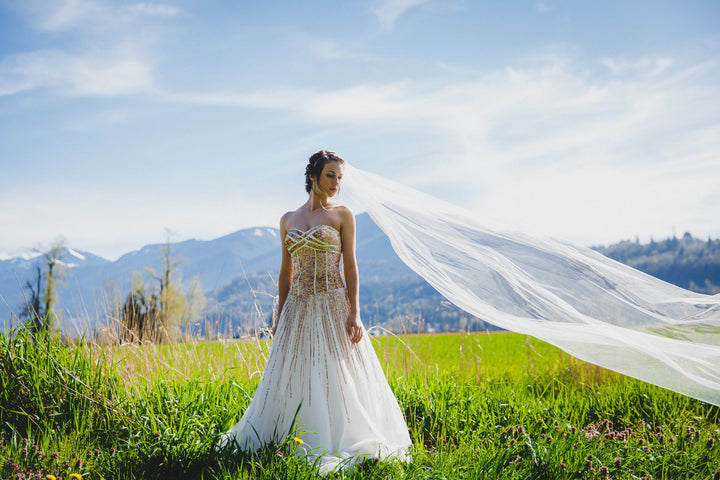 Cathedral wedding veil 120 inches soft tulle single tier for dramatic aisle photo