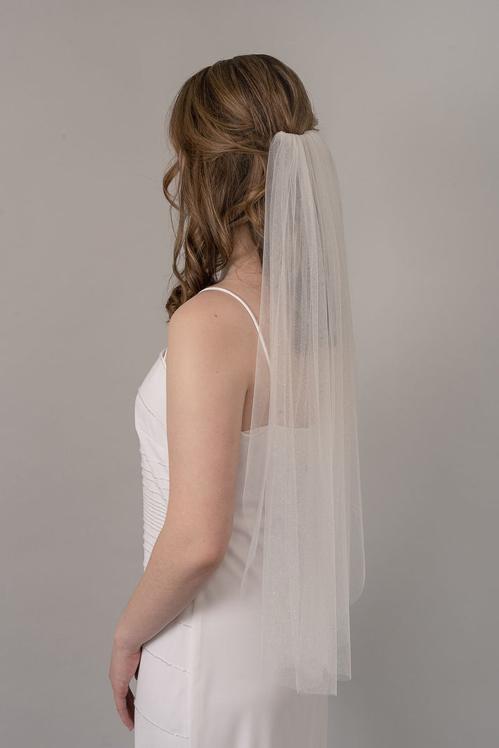 Wedding veil comb detail 3 inch metal comb sewn and gathered by hand