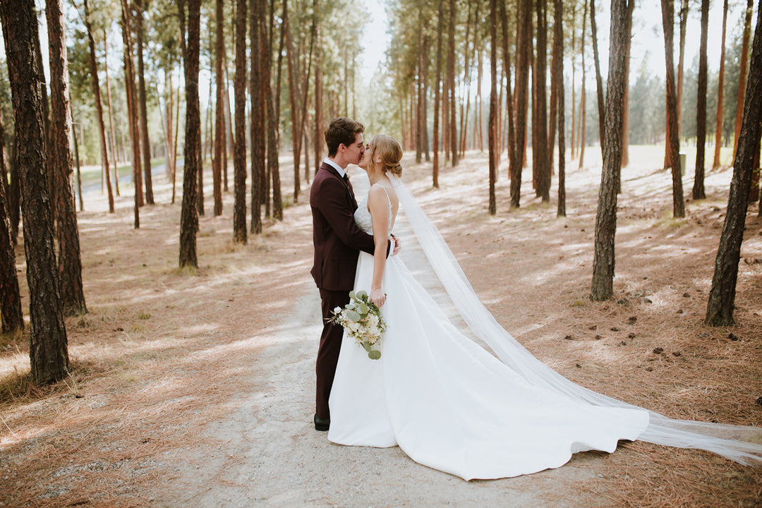 Chapel length wedding veil 90 inches soft tulle single tier minimalist style