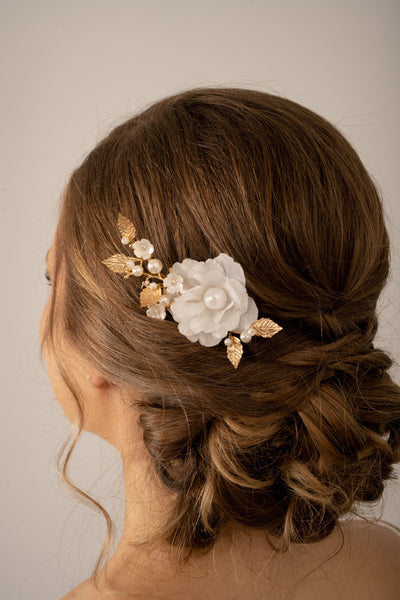 HARPER | Dainty Floral & Gold Hair Piece | Decorative Hair Comb