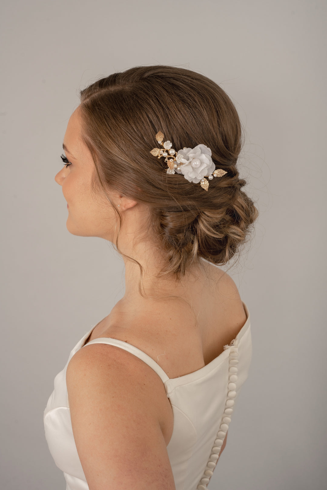 HARPER | Dainty Floral & Gold Hair Piece | Decorative Hair Comb