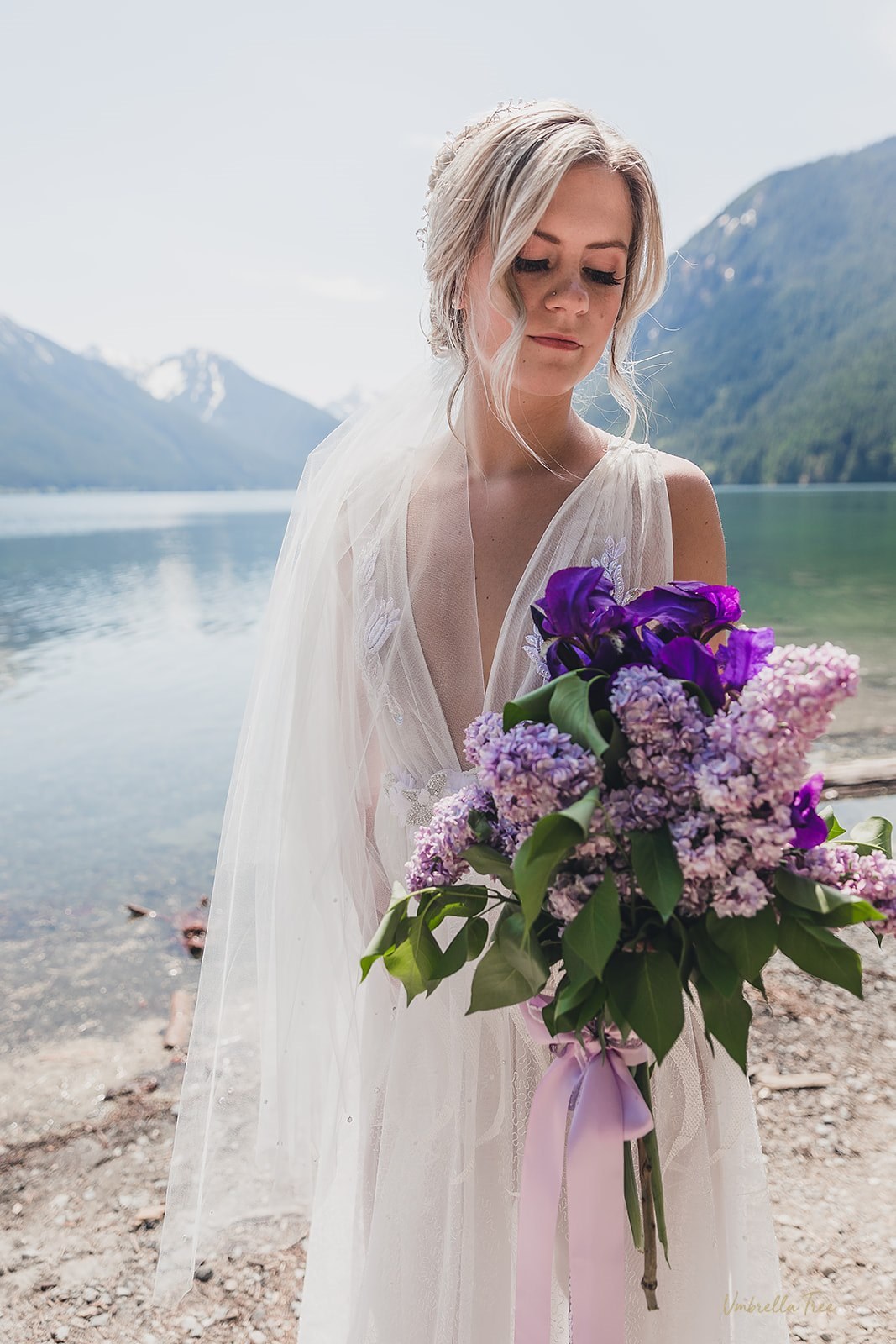 Drop Style Two Tier Wedding Veil (33” Blusher) | Minimal Gather | 36”–110” | Handmade in Canada