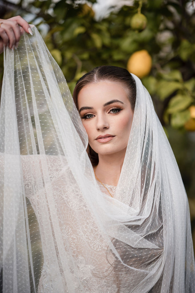 LINNEA | Swiss Dot Veil | Single Tier | Soft Modern Veil | Plain Rounded Edge | 2 Colors