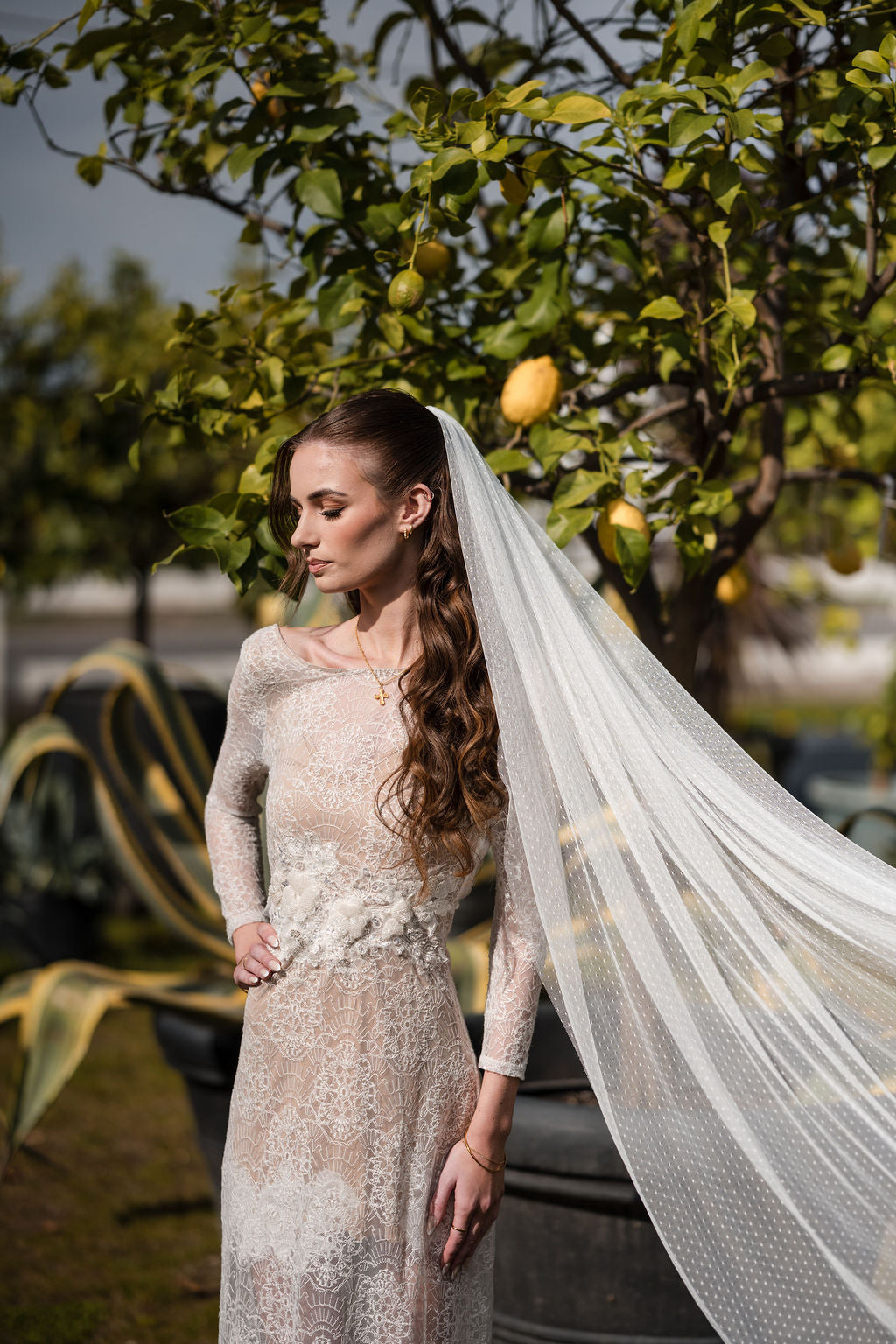 LINNEA | Swiss Dot Veil | Single Tier | Soft Modern Veil | Plain Rounded Edge | 2 Colors
