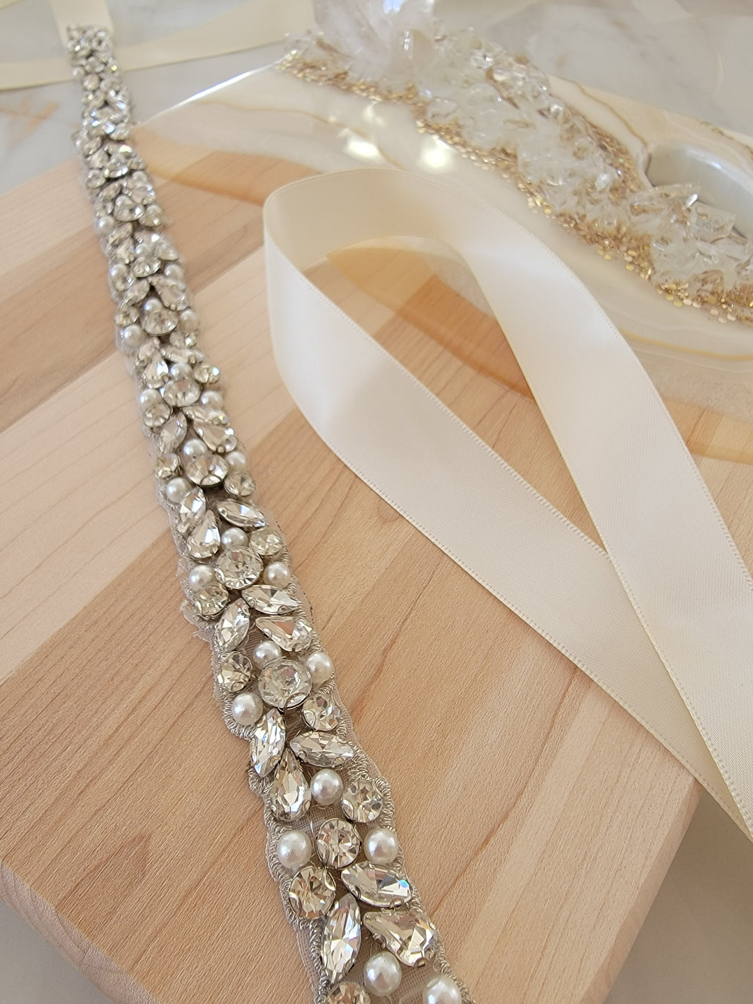 CHOLE | Rhinestone & Pearl Belt | Mid Width Bridal Belt