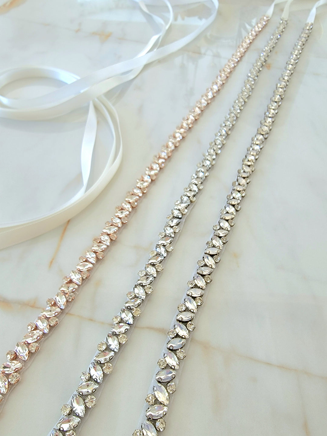 TRISTA | Rhinestone Belt | Thin Delicate Bridal Belt