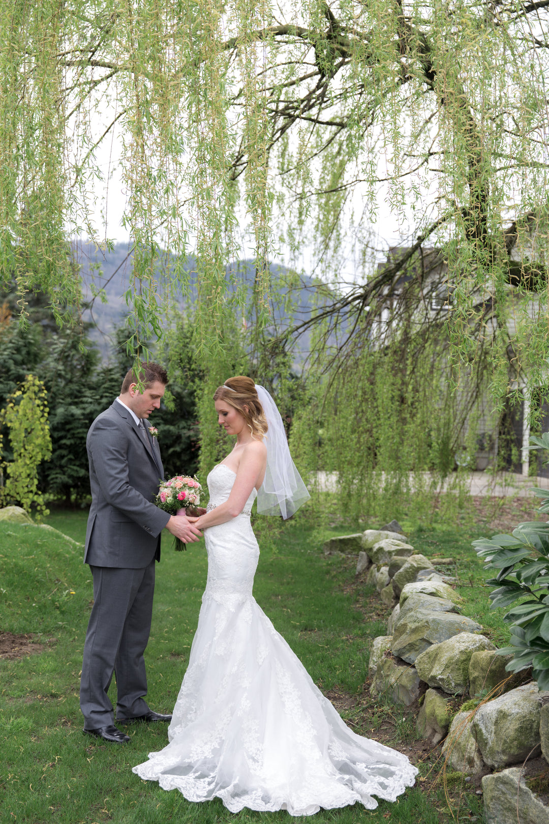 Simple soft tulle wedding veil single tier handmade in Canada