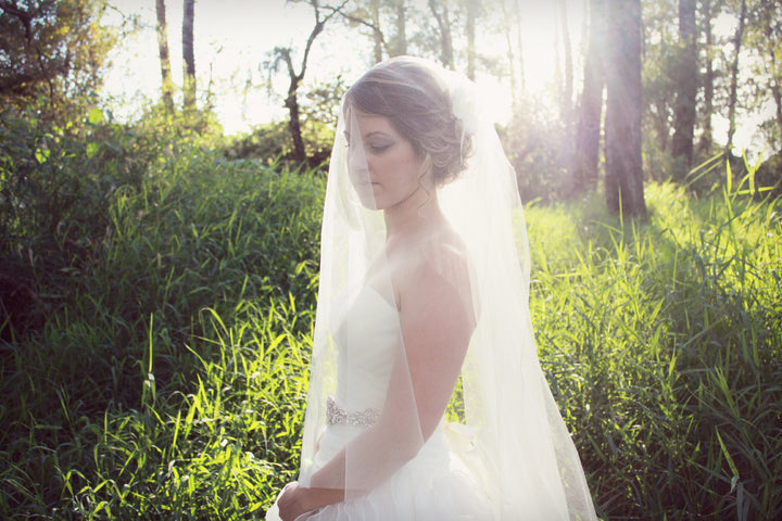 33 inch blusher layer detail on two tier soft tulle wedding veil
