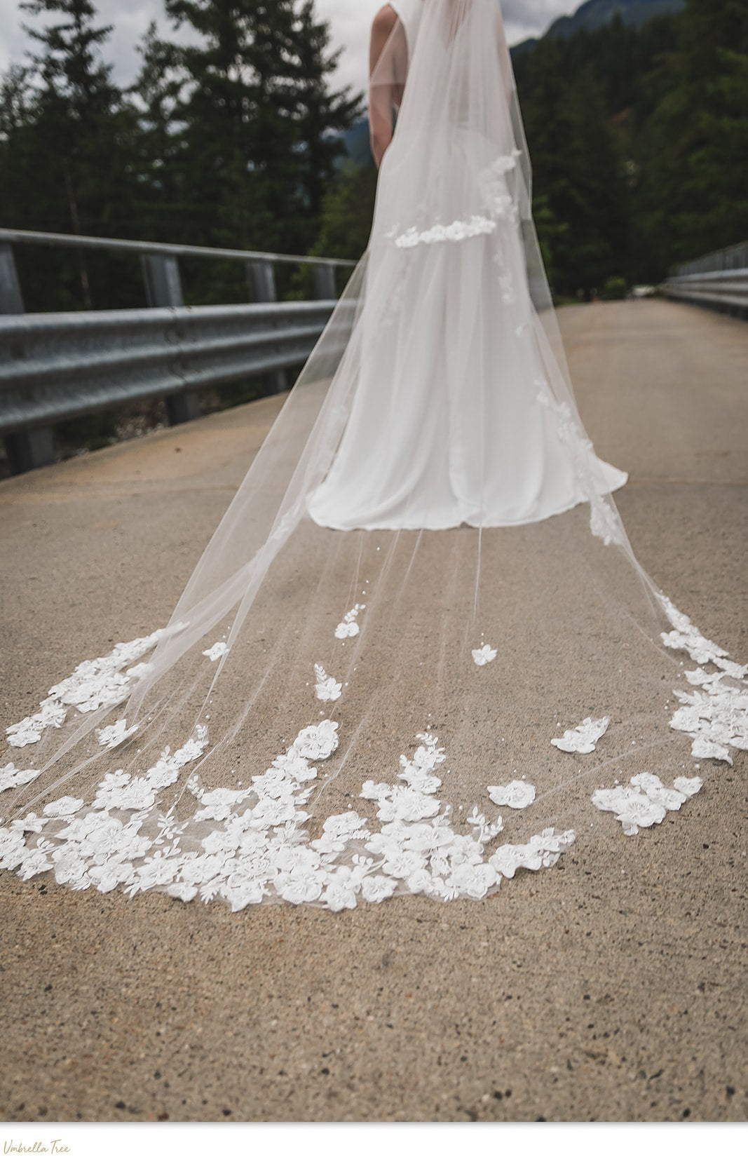 EDELWIESS | Modern Lace Veil | Soft Delicate Veil | Floral Veil | Single Tier OR Blusher Veil | Pearl & Rhinestone Detail