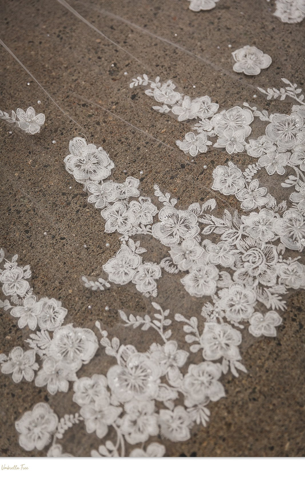 EDELWIESS | Modern Lace Veil | Soft Delicate Veil | Floral Veil | Single Tier OR Blusher Veil | Pearl & Rhinestone Detail