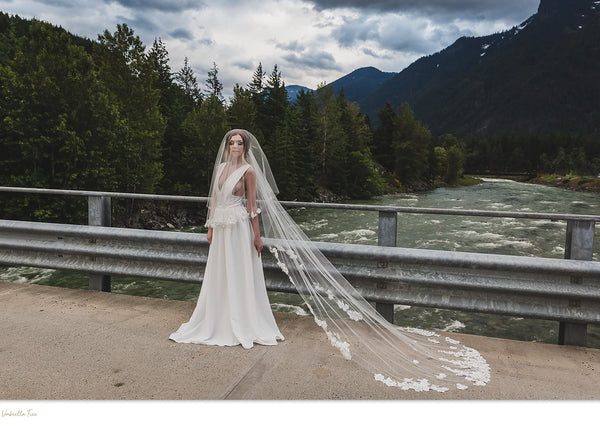 EDELWIESS | Modern Lace Veil | Soft Delicate Veil | Floral Veil | Single Tier OR Blusher Veil | Pearl & Rhinestone Detail