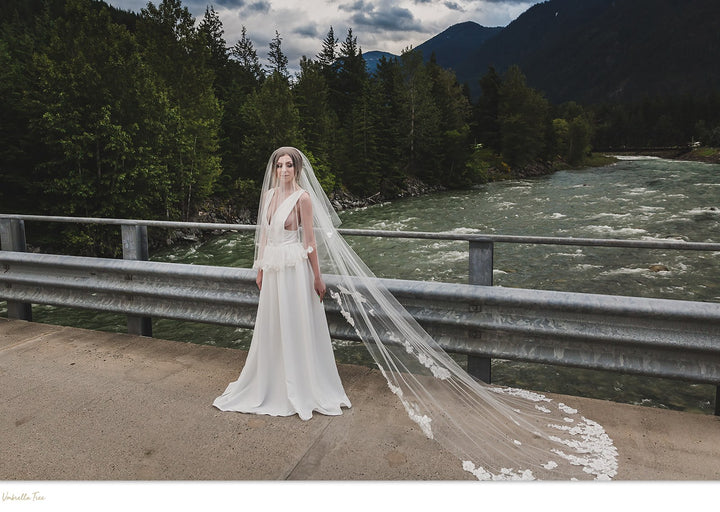 EDELWIESS | Modern Lace Veil | Soft Delicate Veil | Floral Veil | Single Tier OR Blusher Veil | Pearl & Rhinestone Detail