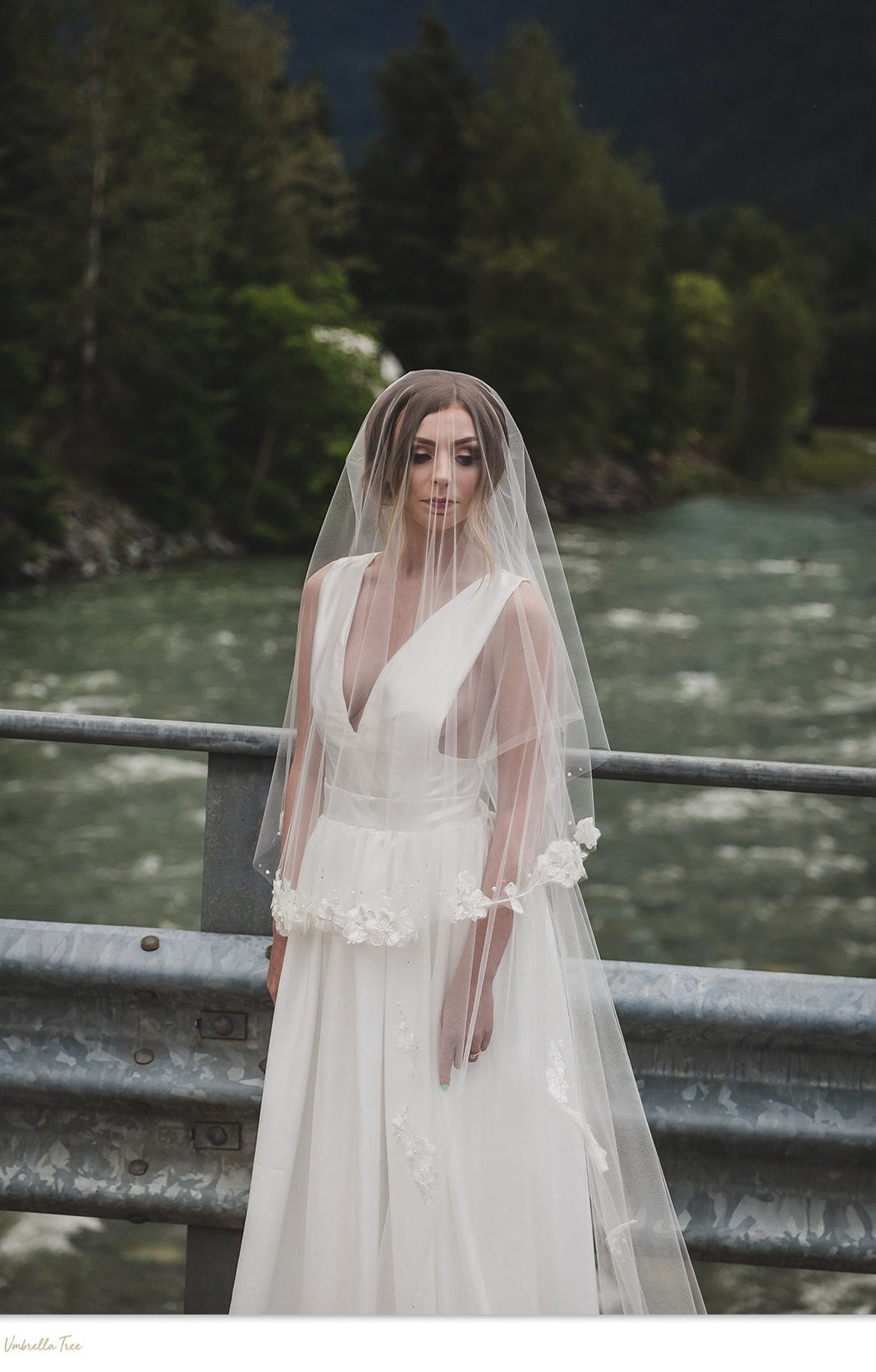 EDELWIESS | Modern Lace Veil | Soft Delicate Veil | Floral Veil | Single Tier OR Blusher Veil | Pearl & Rhinestone Detail