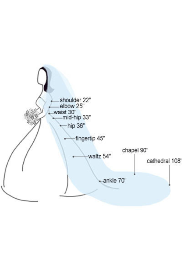 HUNNI | Short Single Tier Veil | Thin Satin Trim Veil | Satin Bow Detail