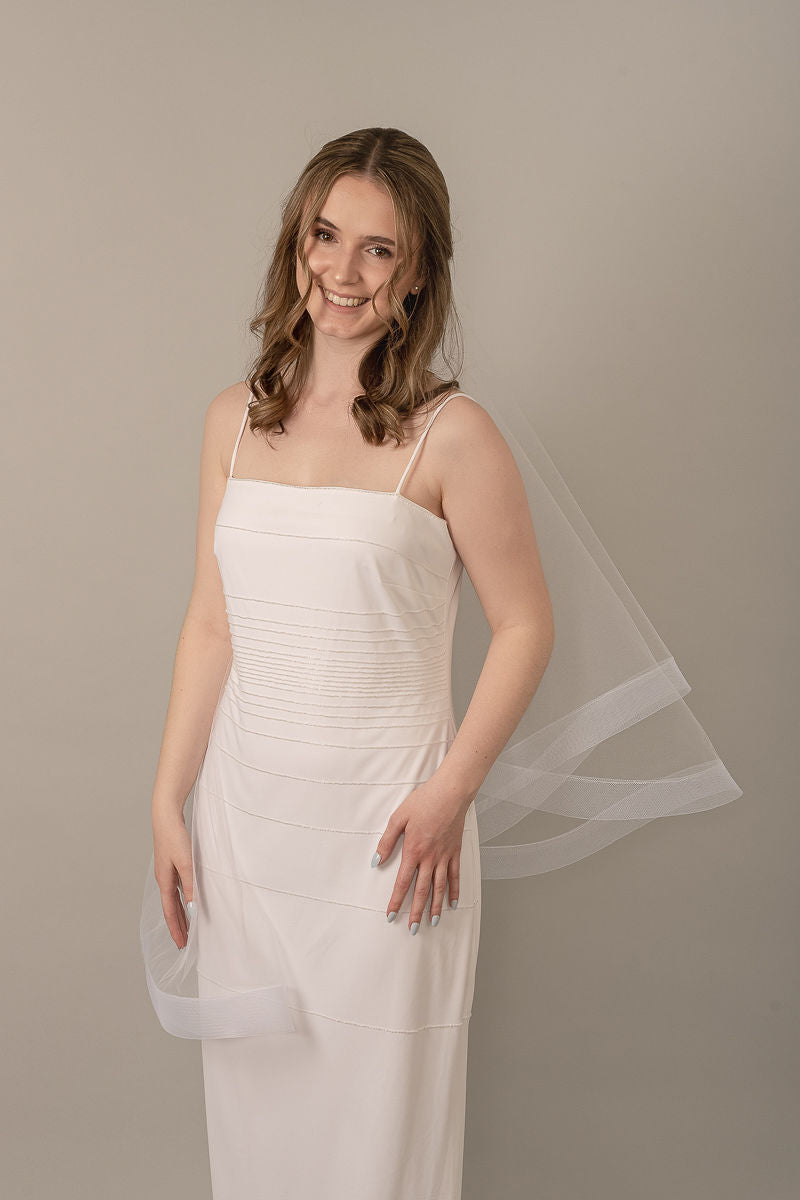 PALOMA | Modern 2 Tier Veil | Shaped Veil | Horsehair Trim | 3 Colors