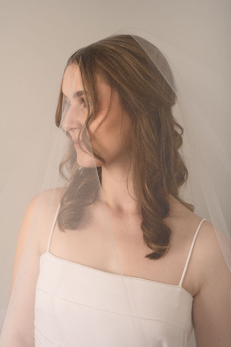 PALOMA | Modern 2 Tier Veil | Shaped Veil | Horsehair Trim | 3 Colors