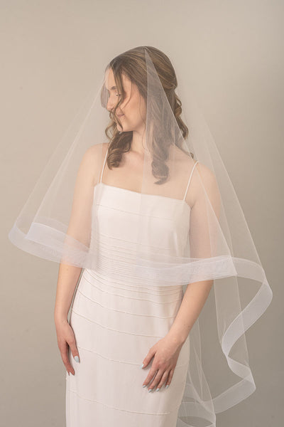 PALOMA | Modern 2 Tier Veil | Shaped Veil | Horsehair Trim | 3 Colors