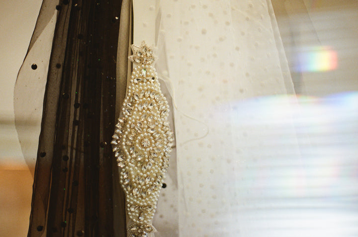 SASHA | Rhinestone and Pearl Belt | Rhinestone Belt | Pearl Belt | Unique Belt | Wide Belt