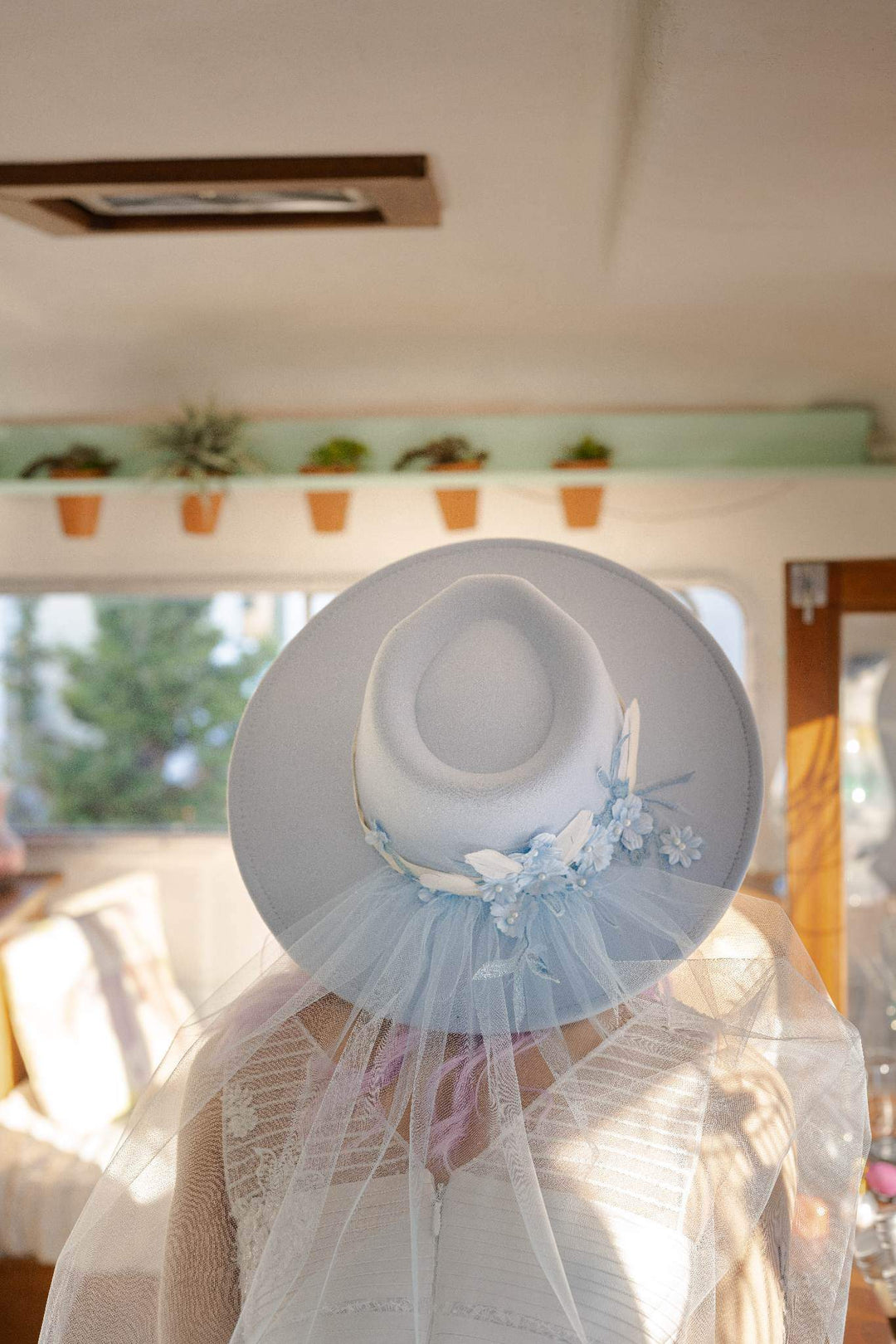 VIOLA - Bohemian Style Hat | Fedora Veil | Boho Wedding Veil